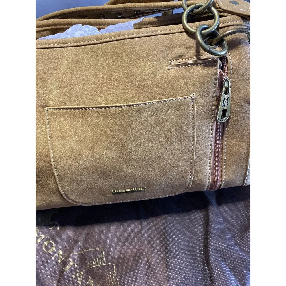 Montana West Concealed Carry Purse Handbag Bling Western Tan NWT